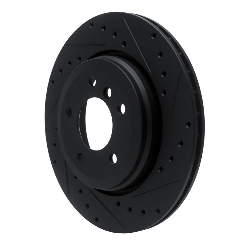 BMW 330I Brake Rotor (1) - Rear Right - R1 Concepts - Drilled & Slotted - Black - `01-`06